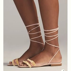 ANTHROPOLOGIE JEWEL EMBELLISHED TIE-UP SANDALS NWT